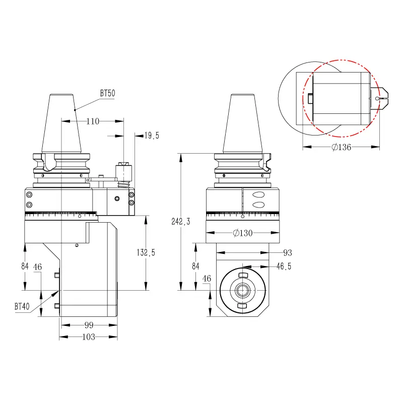 Angle Head DK90-BT50-BT40M1